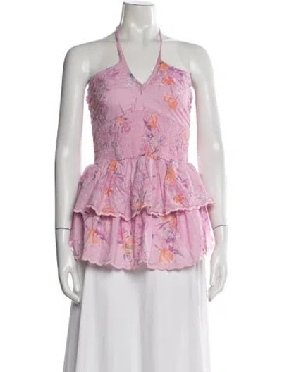 Pre-owned Loveshackfancy Floral Print Mini Dress In Pink