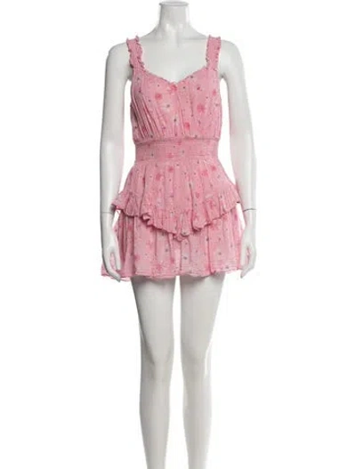Pre-owned Loveshackfancy Floral Print Mini Dress In Pink