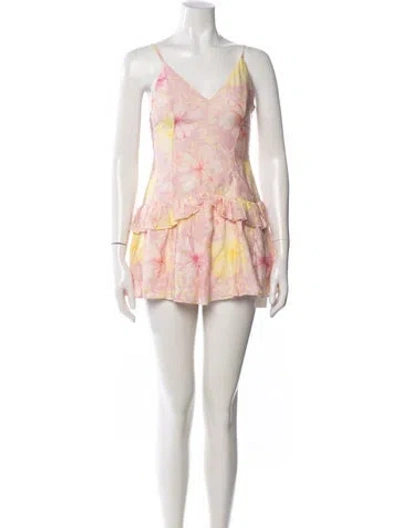 Pre-owned Loveshackfancy Floral Print Mini Dress In Pink