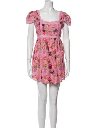 Pre-owned Loveshackfancy Floral Print Mini Dress In Pink