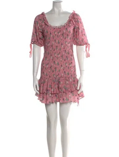 Pre-owned Loveshackfancy Floral Print Mini Dress In Pink