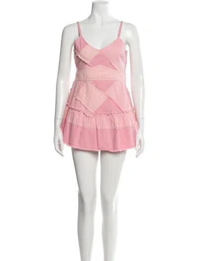 Pre-owned Loveshackfancy Floral Print Mini Dress In Pink
