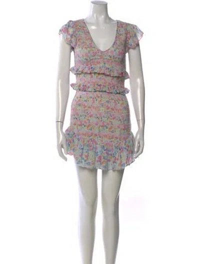 Pre-owned Loveshackfancy Floral Print Mini Dress In Pink