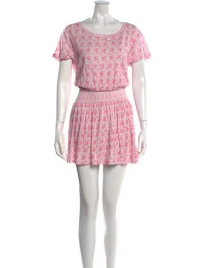 Pre-owned Loveshackfancy Floral Print Mini Dress In Pink