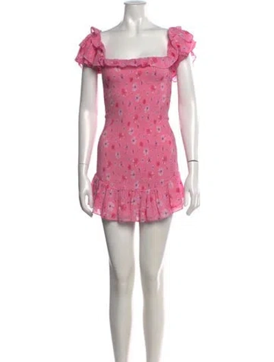 Pre-owned Loveshackfancy Floral Print Mini Dress In Pink