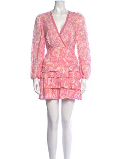 Pre-owned Loveshackfancy Floral Print Mini Dress In Pink