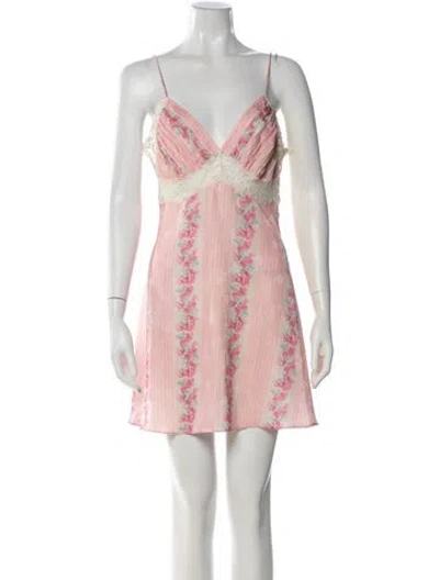 Pre-owned Loveshackfancy Floral Print Mini Dress In Pink