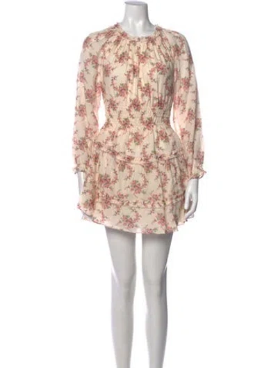 Pre-owned Loveshackfancy Floral Print Mini Dress In Pink