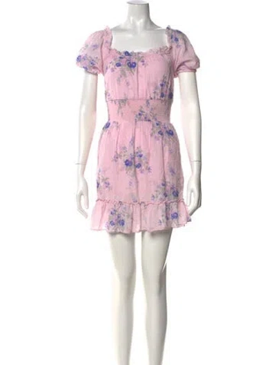 Pre-owned Loveshackfancy Floral Print Mini Dress In Pink