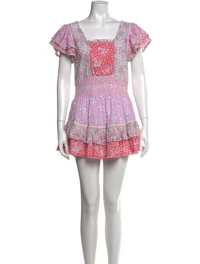 Pre-owned Loveshackfancy Floral Print Mini Dress In Pink