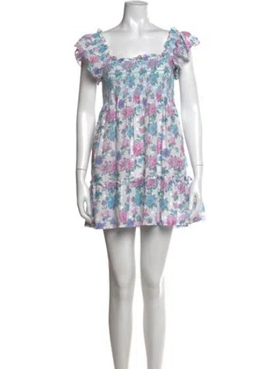 Pre-owned Loveshackfancy Floral Print Mini Dress In Pink