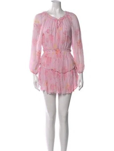 Pre-owned Loveshackfancy Floral Print Mini Dress In Pink