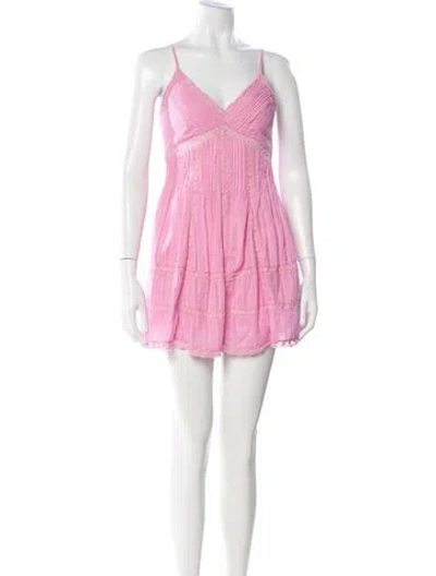 Pre-owned Loveshackfancy Floral Print Mini Dress In Pink