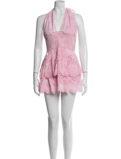 Pre-owned Loveshackfancy Floral Print Mini Dress In Pink
