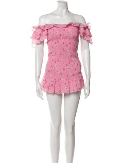 Pre-owned Loveshackfancy Floral Print Mini Dress In Pink