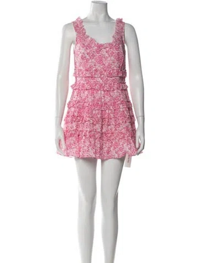 Pre-owned Loveshackfancy Floral Print Mini Dress In Pink