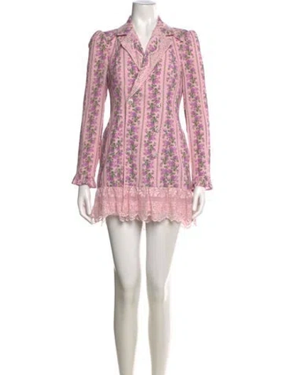 Pre-owned Loveshackfancy Floral Print Mini Dress In Pink