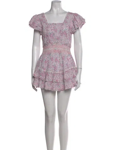 Pre-owned Loveshackfancy Floral Print Mini Dress In Pink