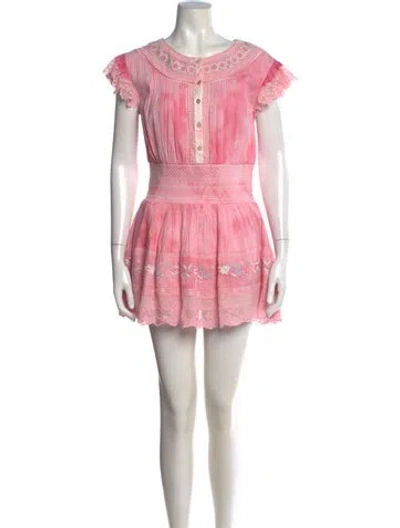 Pre-owned Loveshackfancy Floral Print Mini Dress In Pink