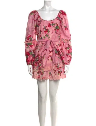 Pre-owned Loveshackfancy Floral Print Mini Dress In Pink