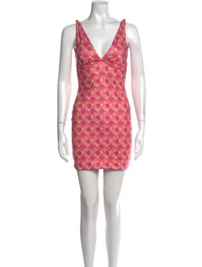 Pre-owned Loveshackfancy Floral Print Mini Dress In Pink
