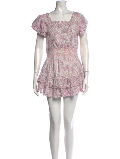 Pre-owned Loveshackfancy Floral Print Mini Dress In Pink