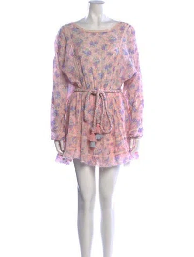Pre-owned Loveshackfancy Floral Print Mini Dress In Pink