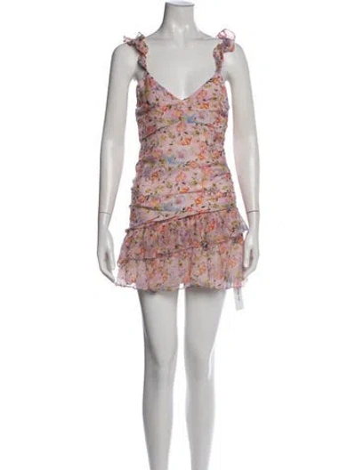 Pre-owned Loveshackfancy Floral Print Mini Dress In Pink