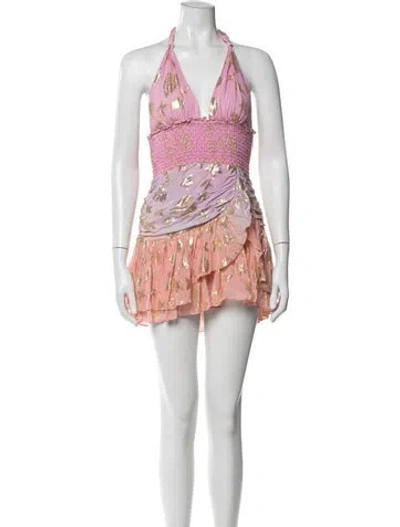 Pre-owned Loveshackfancy Floral Print Mini Dress In Pink