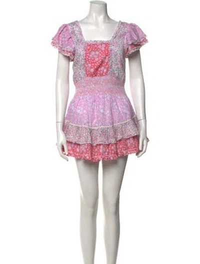 Pre-owned Loveshackfancy Floral Print Mini Dress In Pink