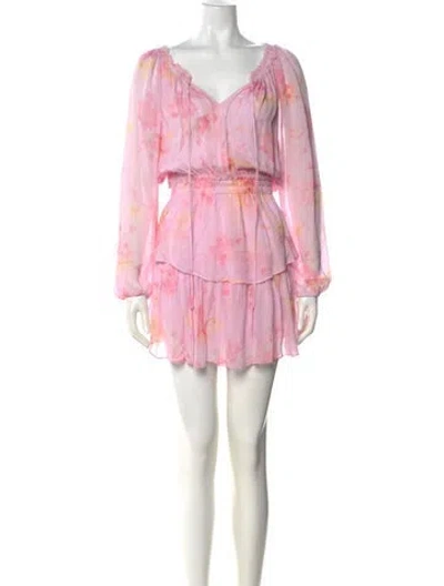 Pre-owned Loveshackfancy Floral Print Mini Dress In Pink