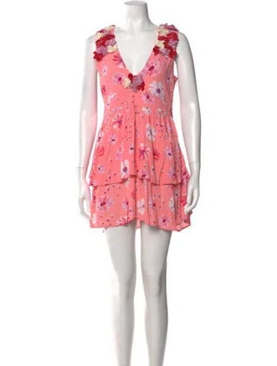 Pre-owned Loveshackfancy Floral Print Mini Dress In Pink