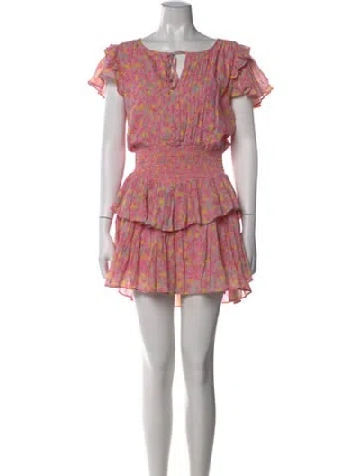Pre-owned Loveshackfancy Floral Print Mini Dress In Pink