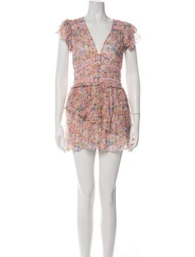Pre-owned Loveshackfancy Floral Print Mini Dress In Pink