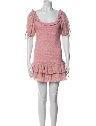 Pre-owned Loveshackfancy Floral Print Mini Dress In Pink