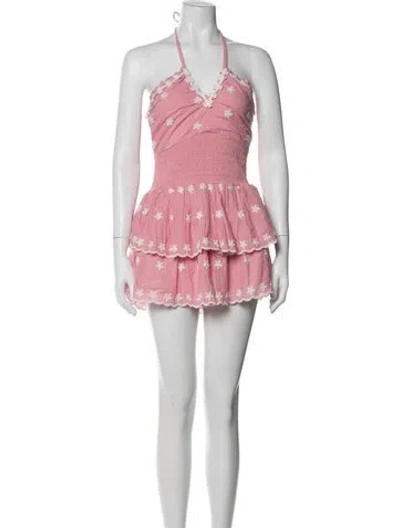 Pre-owned Loveshackfancy Floral Print Mini Dress In Pink