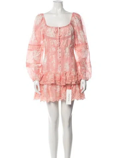 Pre-owned Loveshackfancy Floral Print Mini Dress In Pink