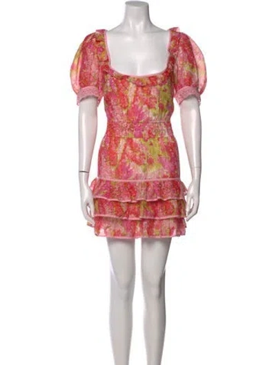 Pre-owned Loveshackfancy Floral Print Mini Dress In Pink