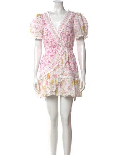 Pre-owned Loveshackfancy Floral Print Mini Dress In Pink