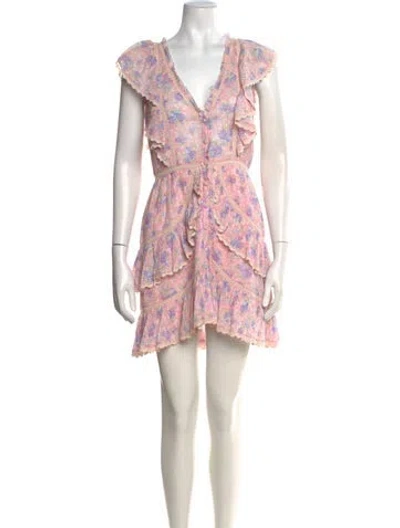 Pre-owned Loveshackfancy Floral Print Mini Dress In Pink