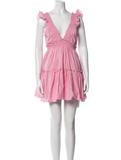Pre-owned Loveshackfancy Floral Print Mini Dress In Pink