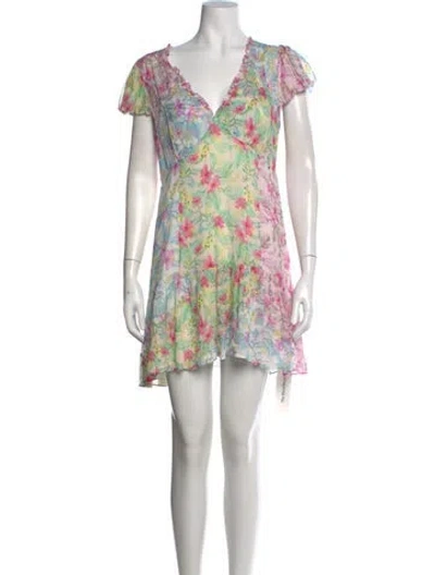 Pre-owned Loveshackfancy Floral Print Mini Dress In Pink