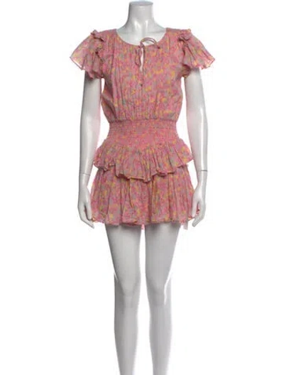 Pre-owned Loveshackfancy Floral Print Mini Dress In Pink