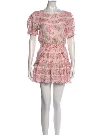 Pre-owned Loveshackfancy Floral Print Mini Dress In Pink