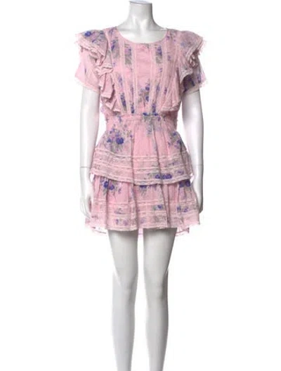 Pre-owned Loveshackfancy Floral Print Mini Dress In Pink