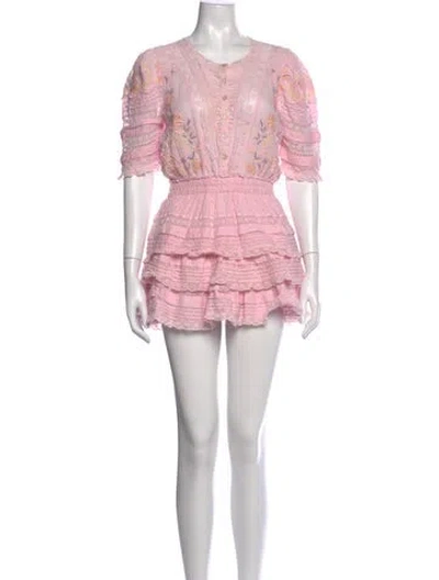 Pre-owned Loveshackfancy Floral Print Mini Dress In Pink