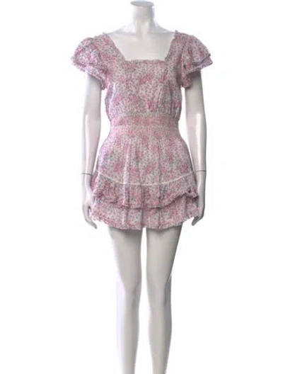 Pre-owned Loveshackfancy Floral Print Mini Dress In Pink