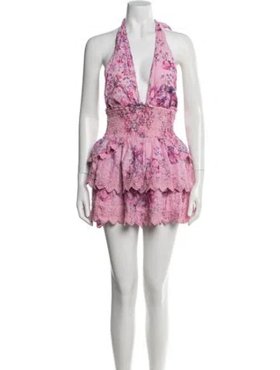 Pre-owned Loveshackfancy Floral Print Mini Dress In Pink