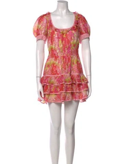 Pre-owned Loveshackfancy Floral Print Mini Dress In Pink