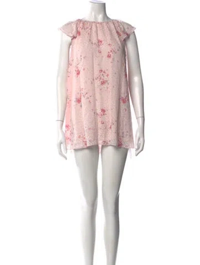 Pre-owned Loveshackfancy Floral Print Mini Dress In Pink